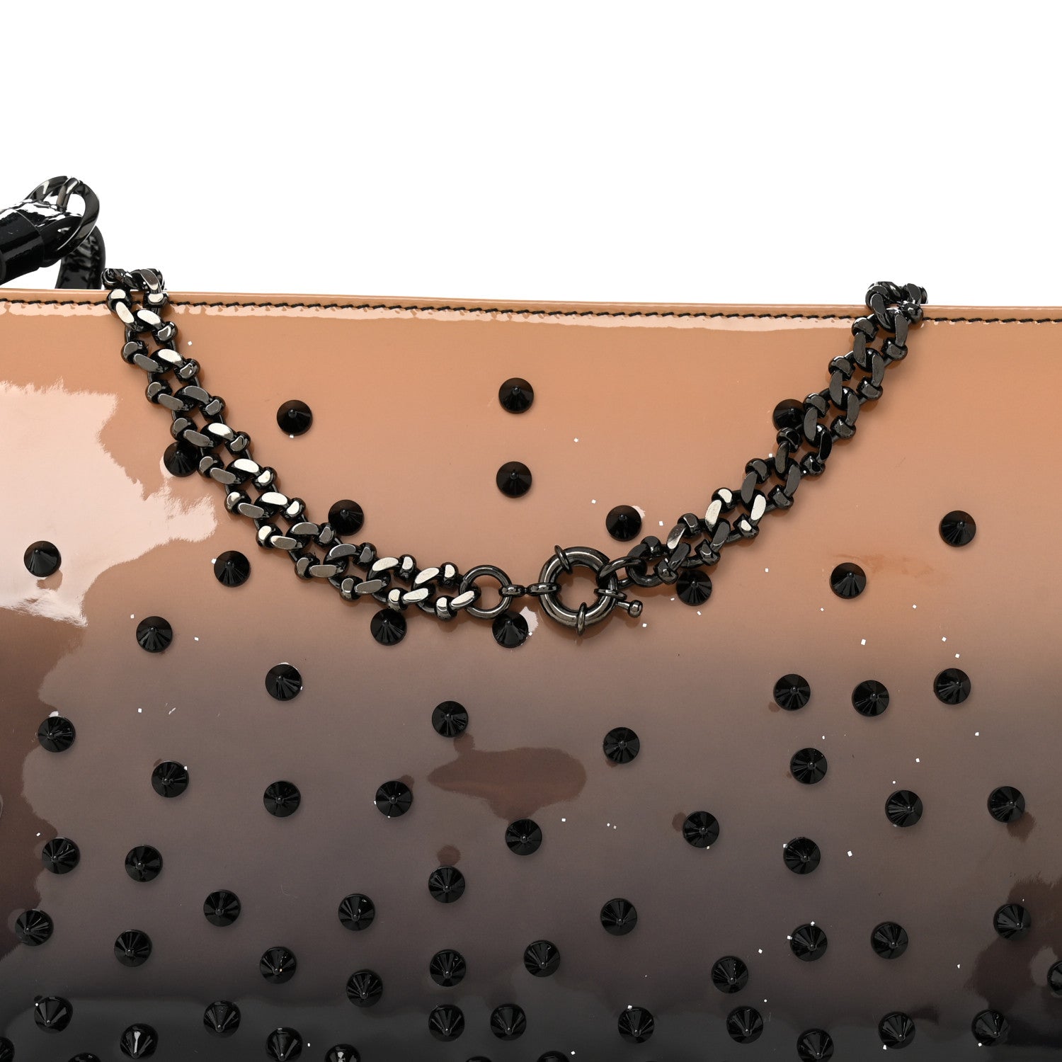Patent Degrade Loubiposh Spiked Clutch Nude Black