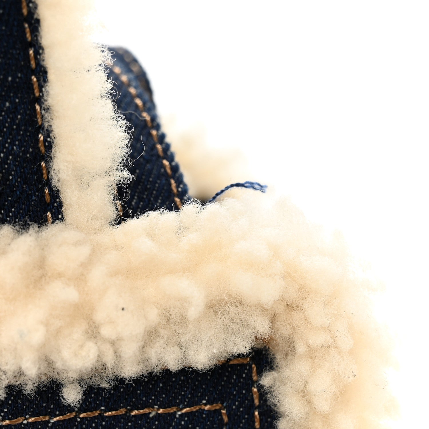 X UGG Denim Shearling Small Shopping Bag Raw Denim