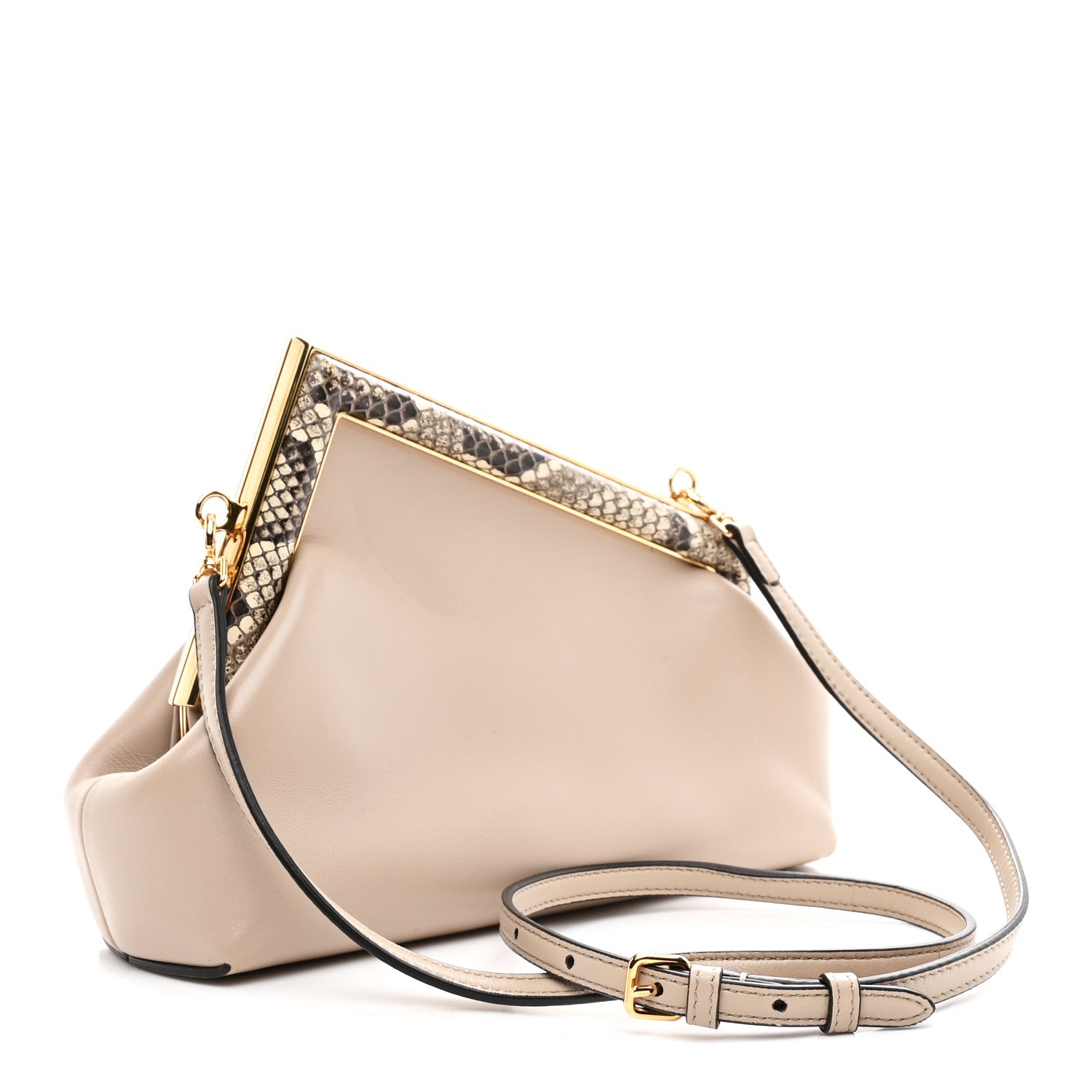 Shiny Nappa Snakeskin Small Fendi First Rosa Confetto Cipria