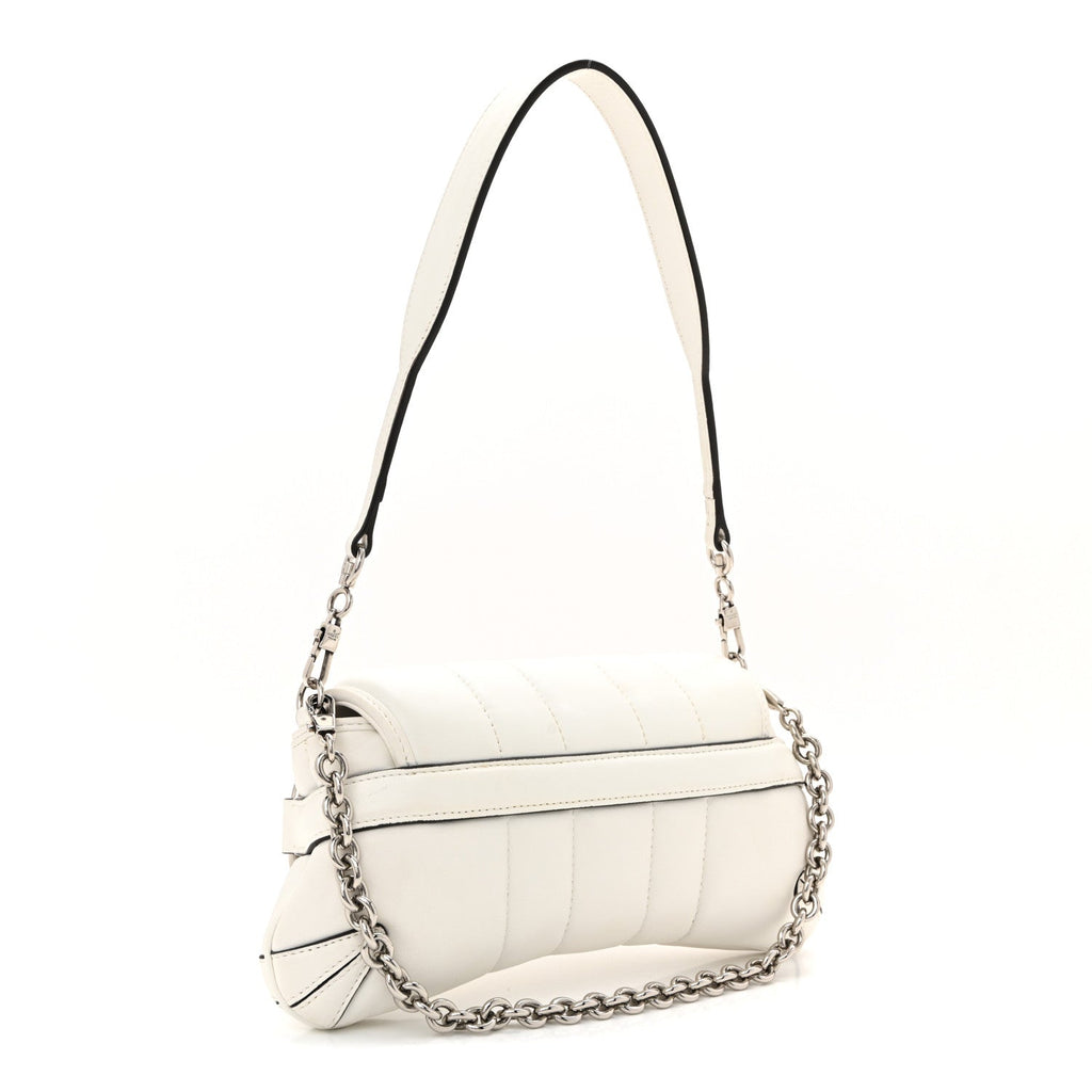 Nappa Vertical Matelasse Small Maxi Horsebit Chain Shoulder Bag Great White