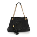 Pebbled Calfskin Medium Soho Chain Shoulder Bag Black
