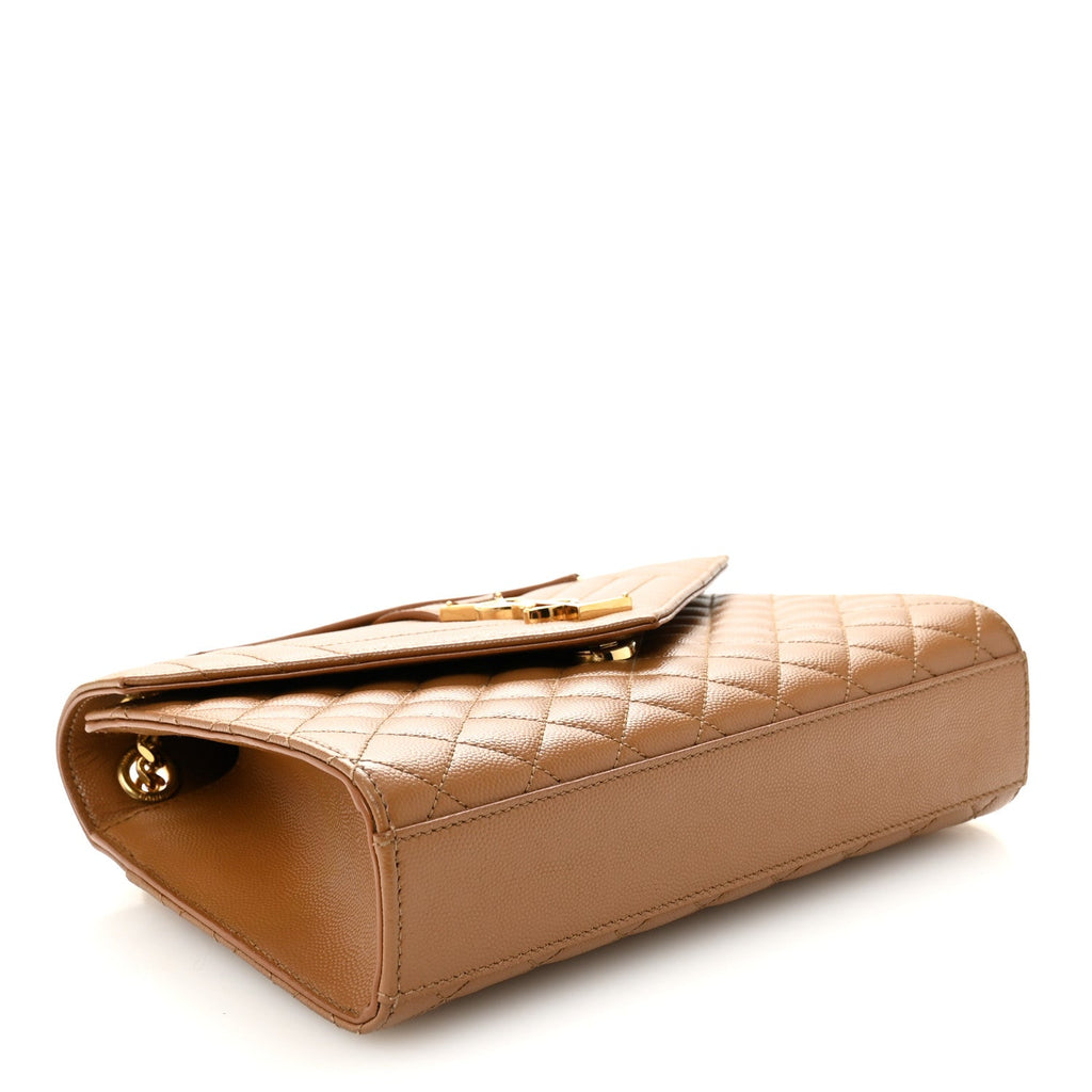 Grain De Poudre Textured Mixed Matelasse Medium Triquilt Monogram Satchel Dark Cork