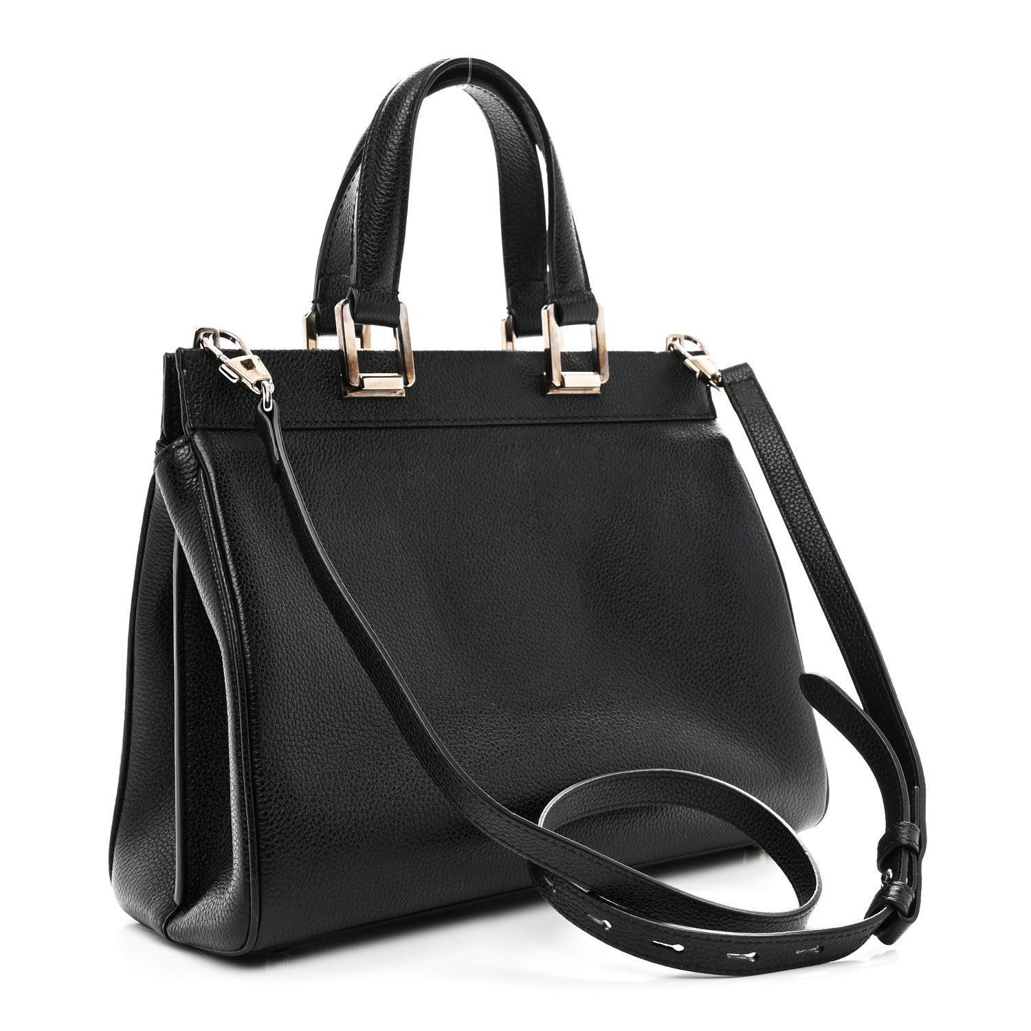Grainy Calfskin Small Zumi Top Handle Bag Black