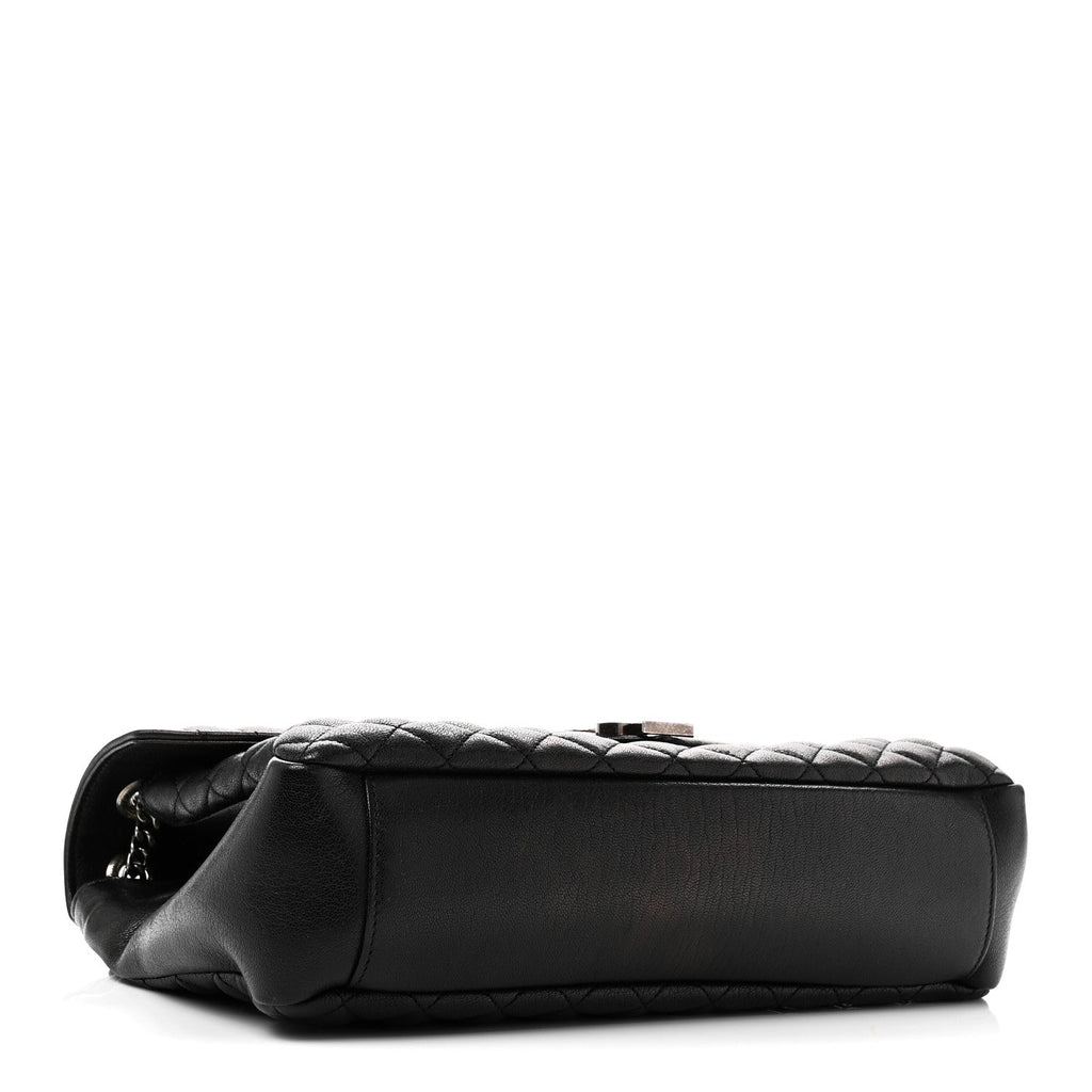 Calfskin Mixed Matelasse Triquilt Large Monogram Satchel Black