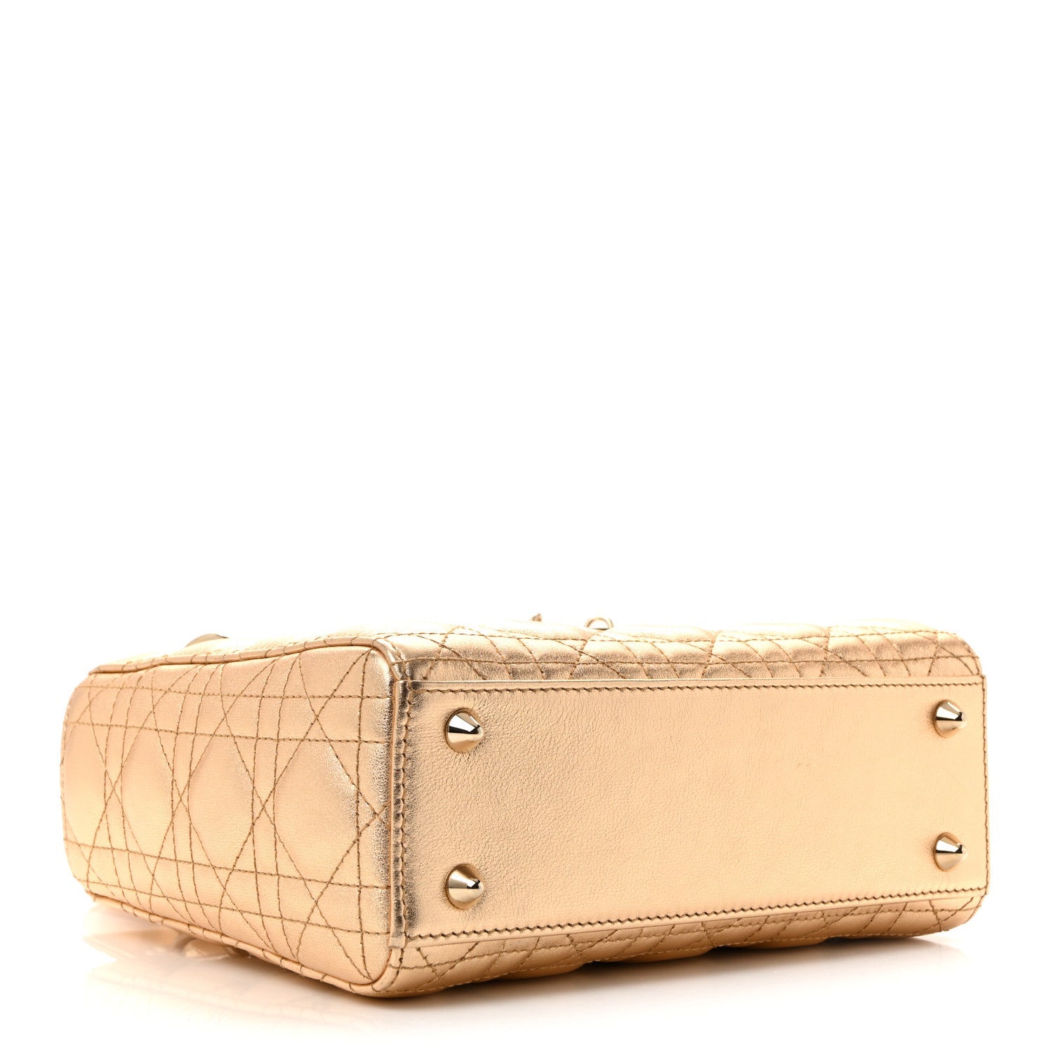 Metallic Lambskin Cannage Small My ABCDior Lady Dior Rose Gold