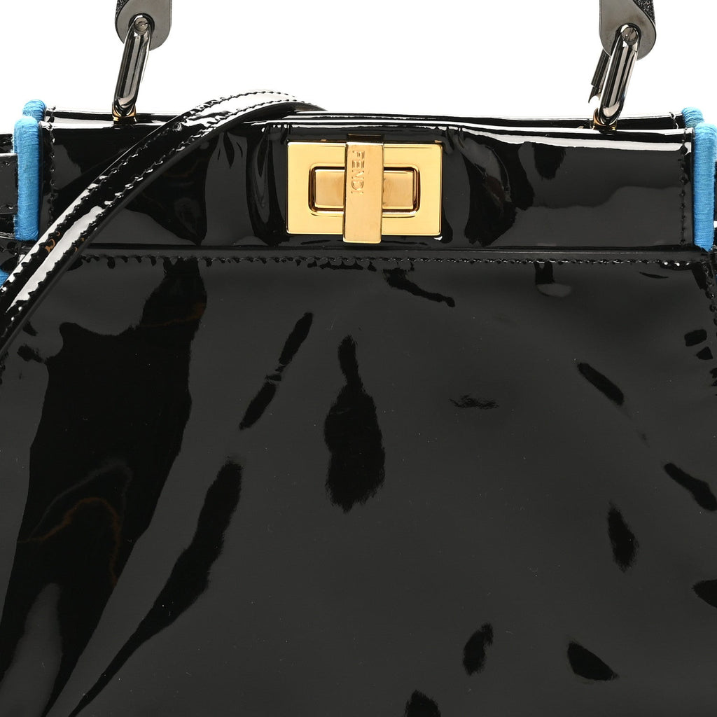 Patent Mini Plexi Handle Peekaboo Iconic Satchel Black Blue