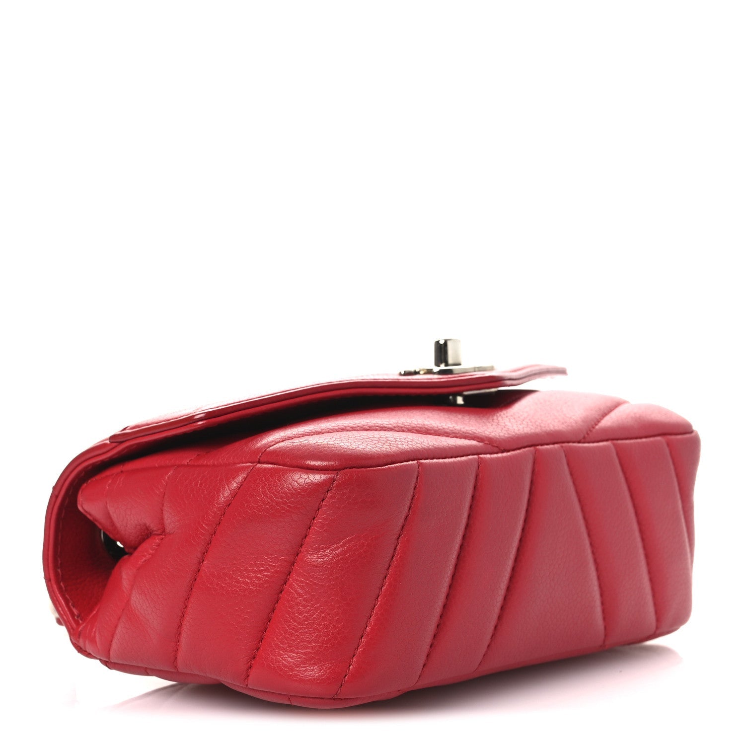Caviar Chevron Quilted Small Single Flap Red