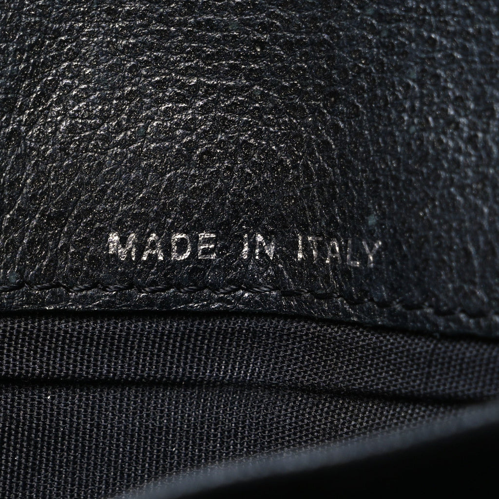 Goatskin Camellia Embossed Yen Wallet Black