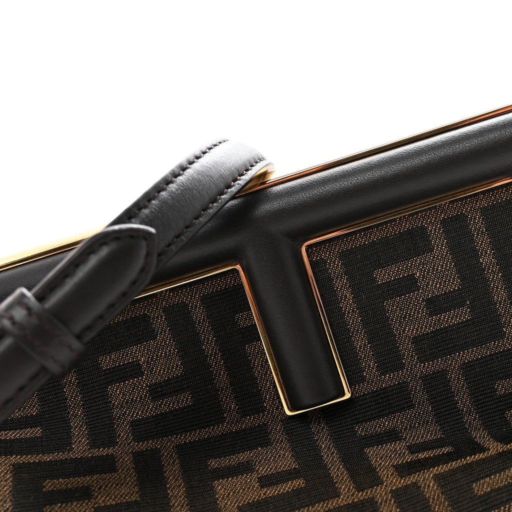 Shiny Nappa Fabric Jacquard FF 1974 Midi Fendi Tobacco Moro Ebano