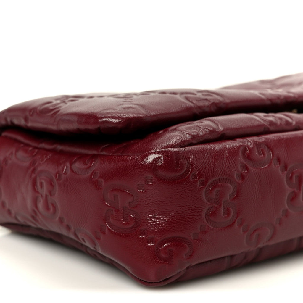 Lambskin Embossed Mini GG Milano Top Handle Shoulder Bag Rosso Ancora