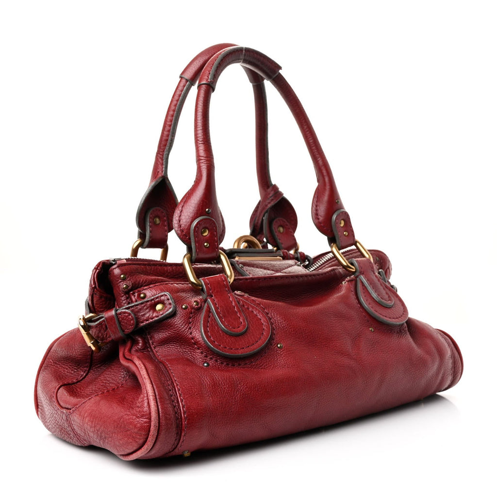 Calfskin Medium Paddington Satchel Dark Red