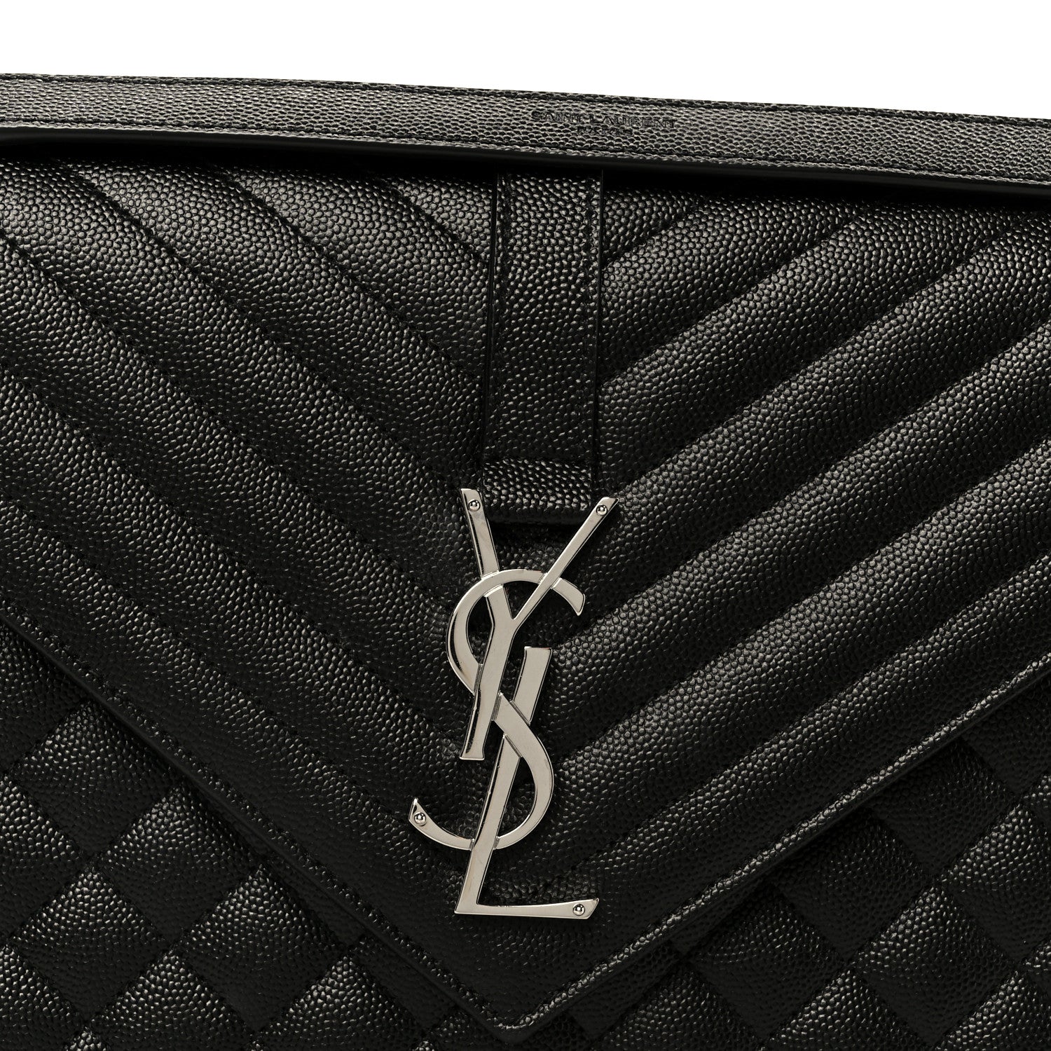 Grain De Poudre Textured Mixed Matelasse Large Triquilt Monogram Satchel Black