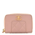 Sheepskin Quilted Vintage Mademoiselle Zip Coin Purse Pink