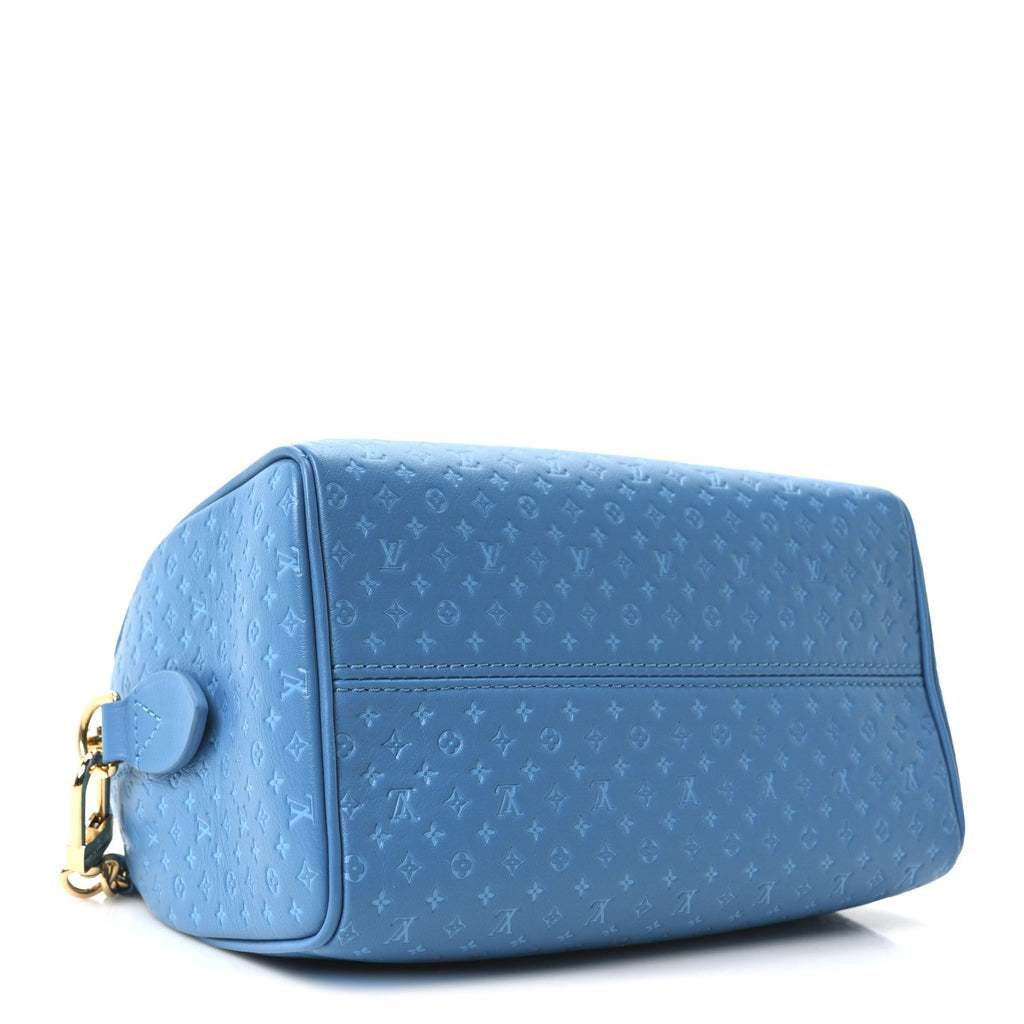 Calfskin Nanogram Embossed Speedy Bandouliere 20 Blue