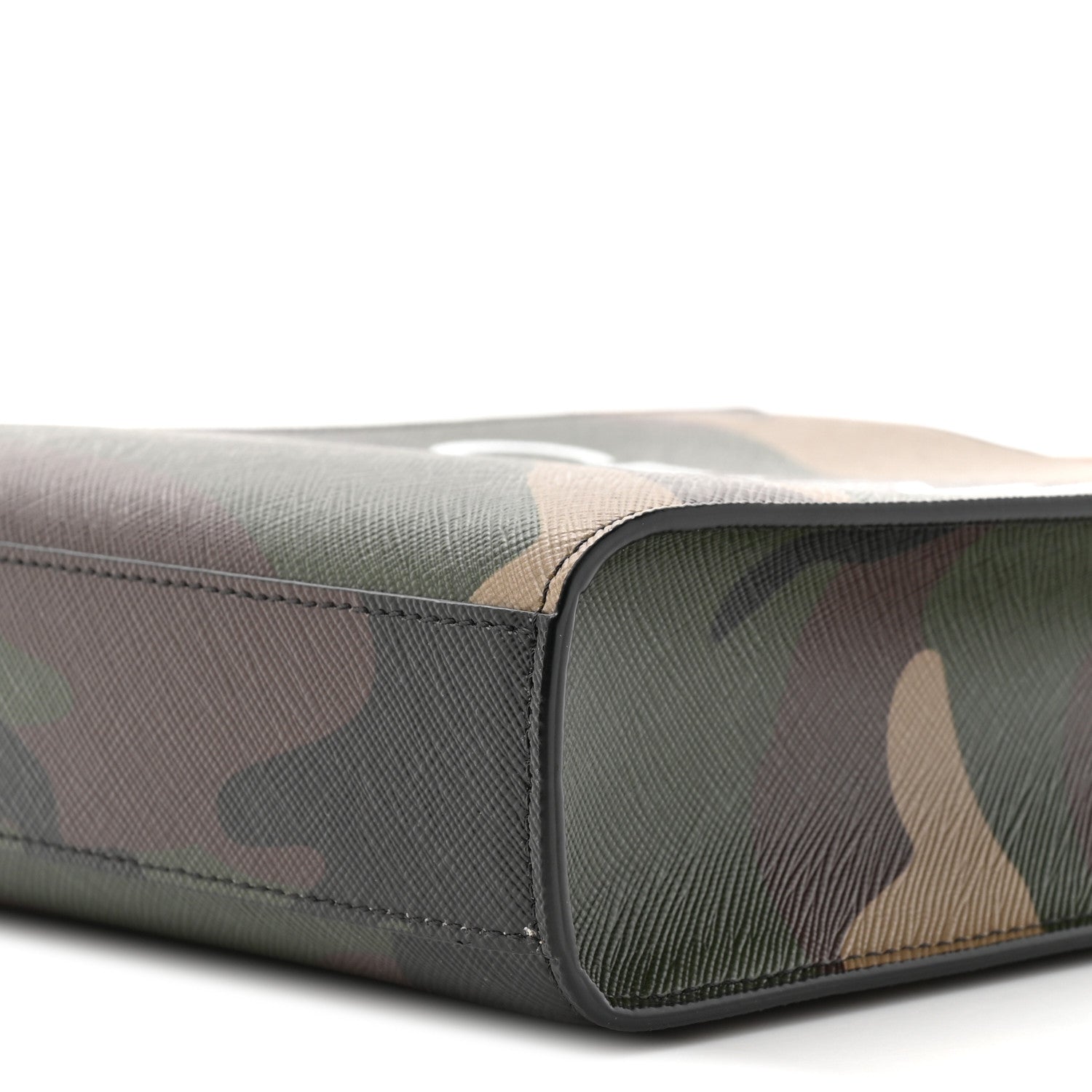 Canvas Calfskin Mini Vertical Cabas Khaki
