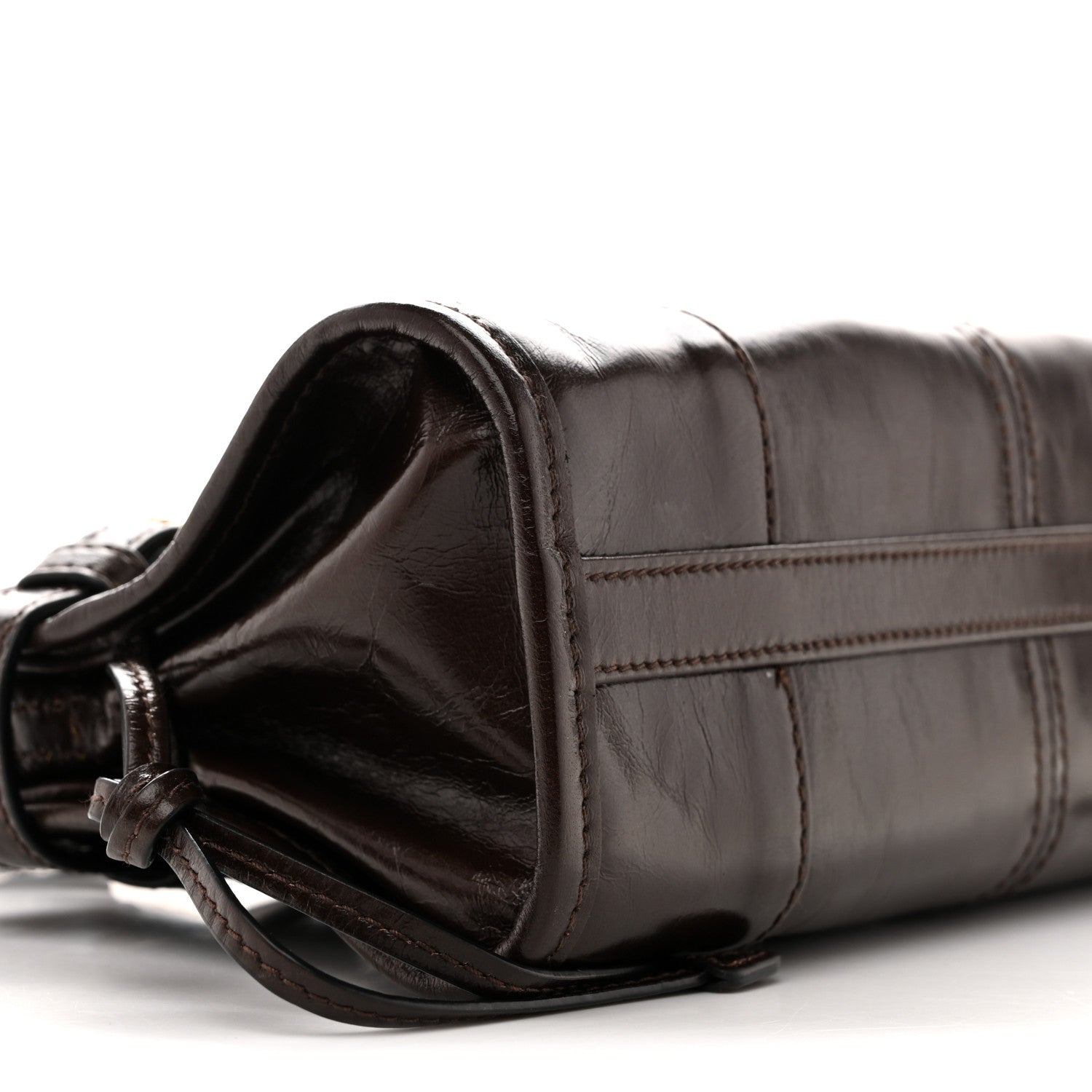 Glossy Calfskin Triangle Mini Bonnie Shoulder Bag Moro