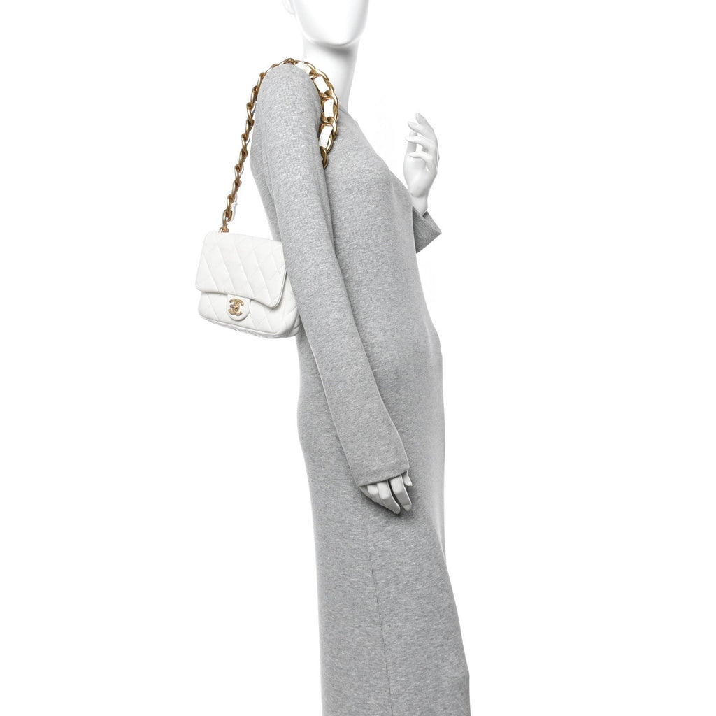 Lambskin Quilted Small CC Funky Town Flap White