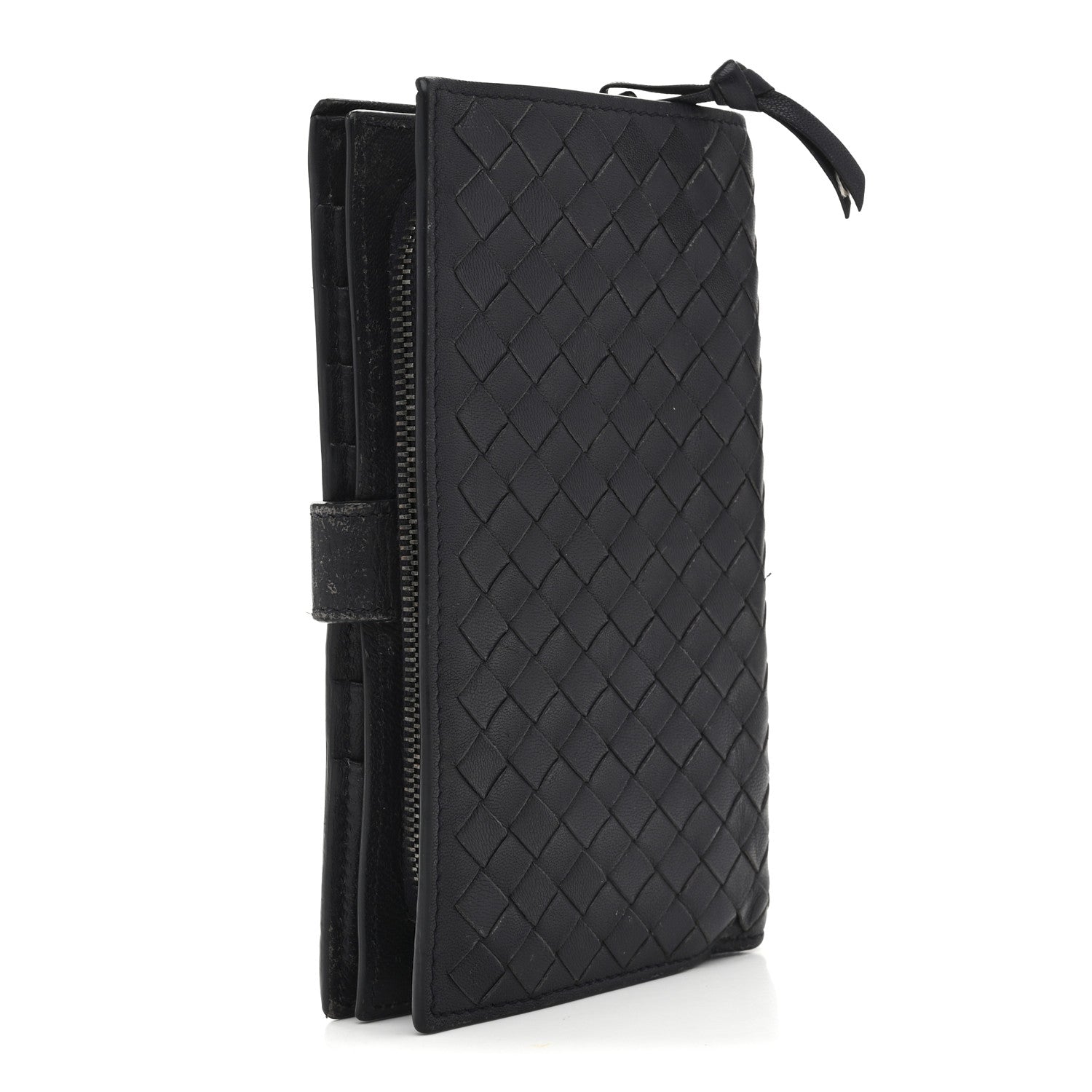 Nappa Intrecciato Continental Snap Wallet Grey