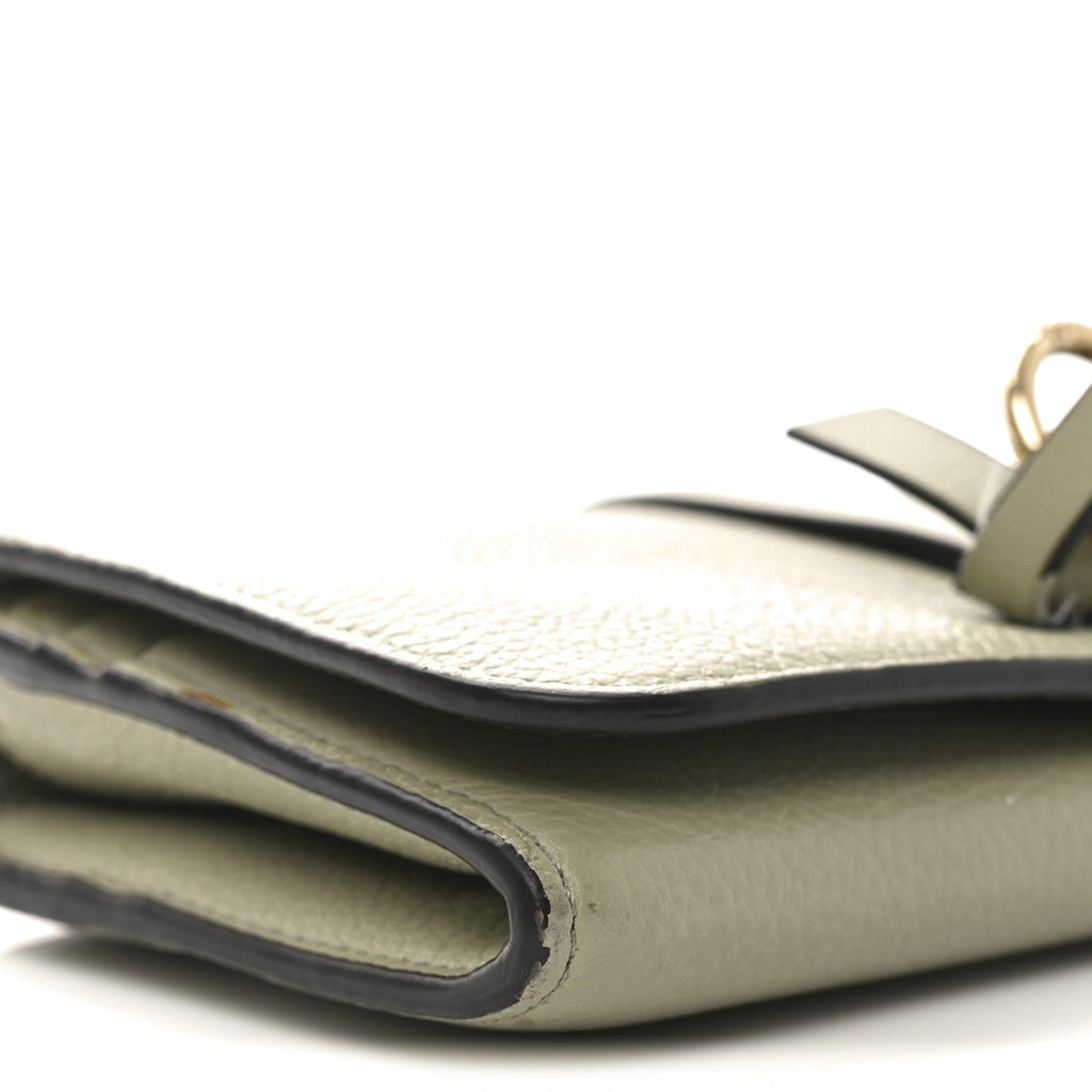 Calfskin Alphabet Long Wallet Sage
