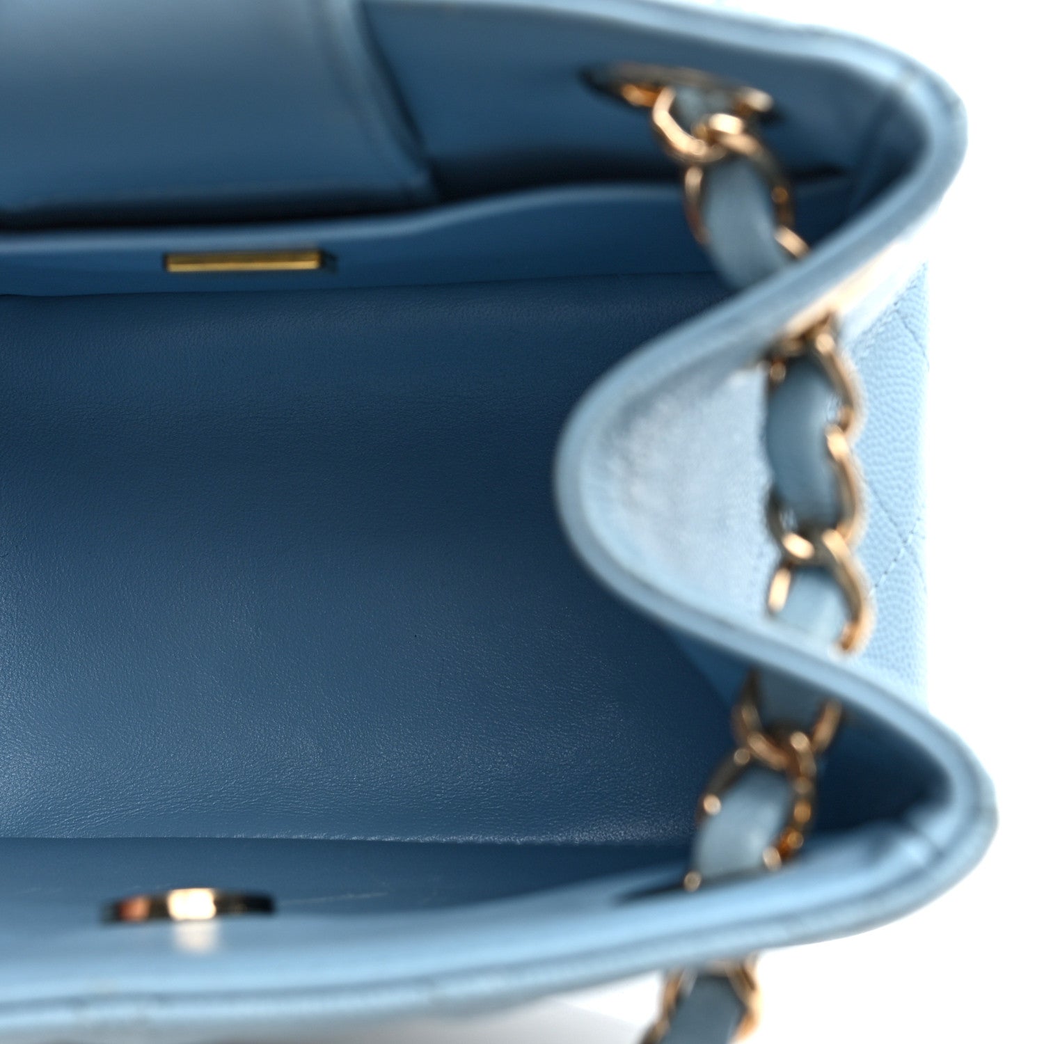 Caviar Quilted Mini Bucket Bag Blue