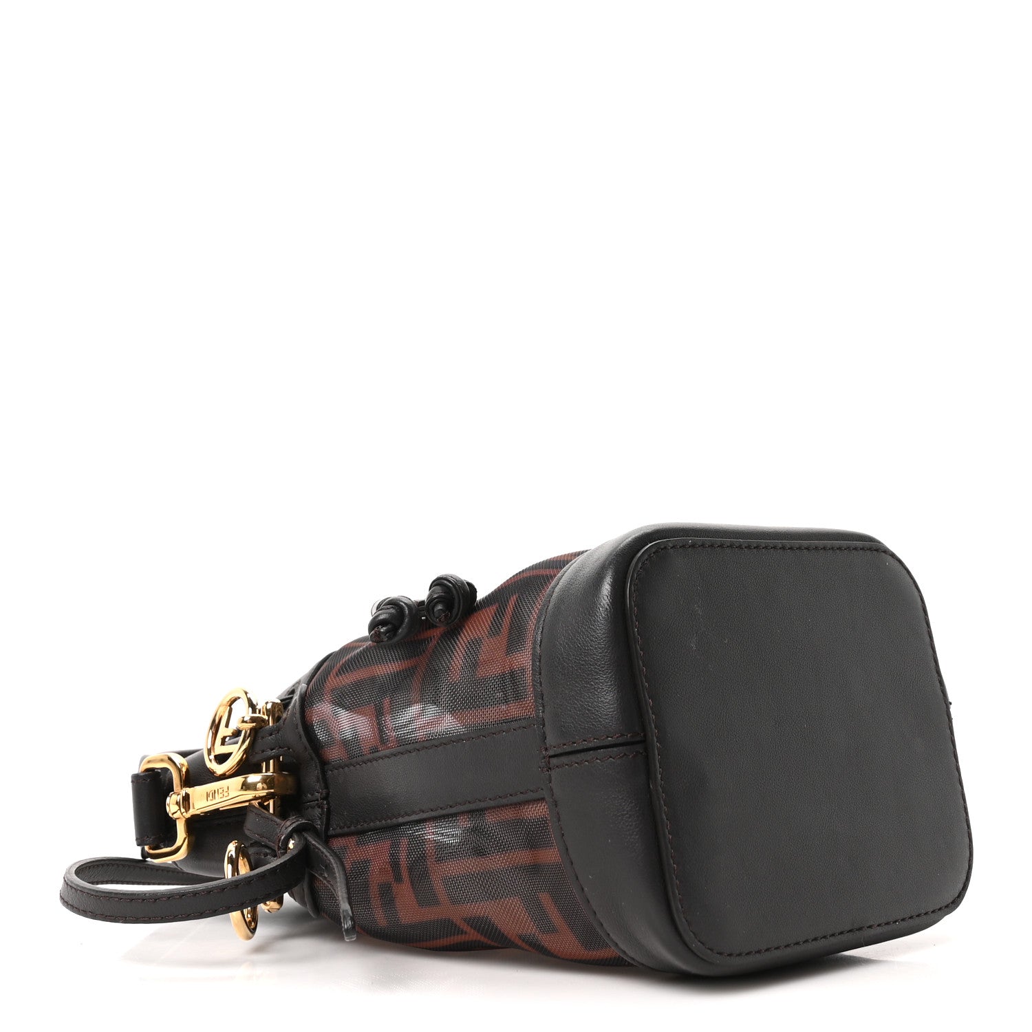 Mesh Vitello Grace F is Fendi FF 1974 Mini Mon Tresor Bucket Bag Marrone Black Ebano