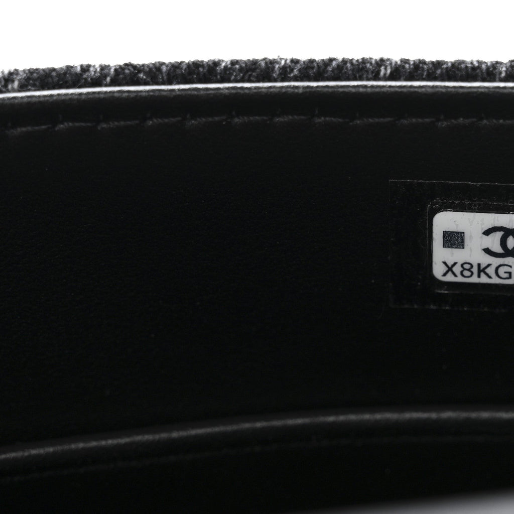 Washed Denim Quilted Coco Handle Clutch With Chain Black