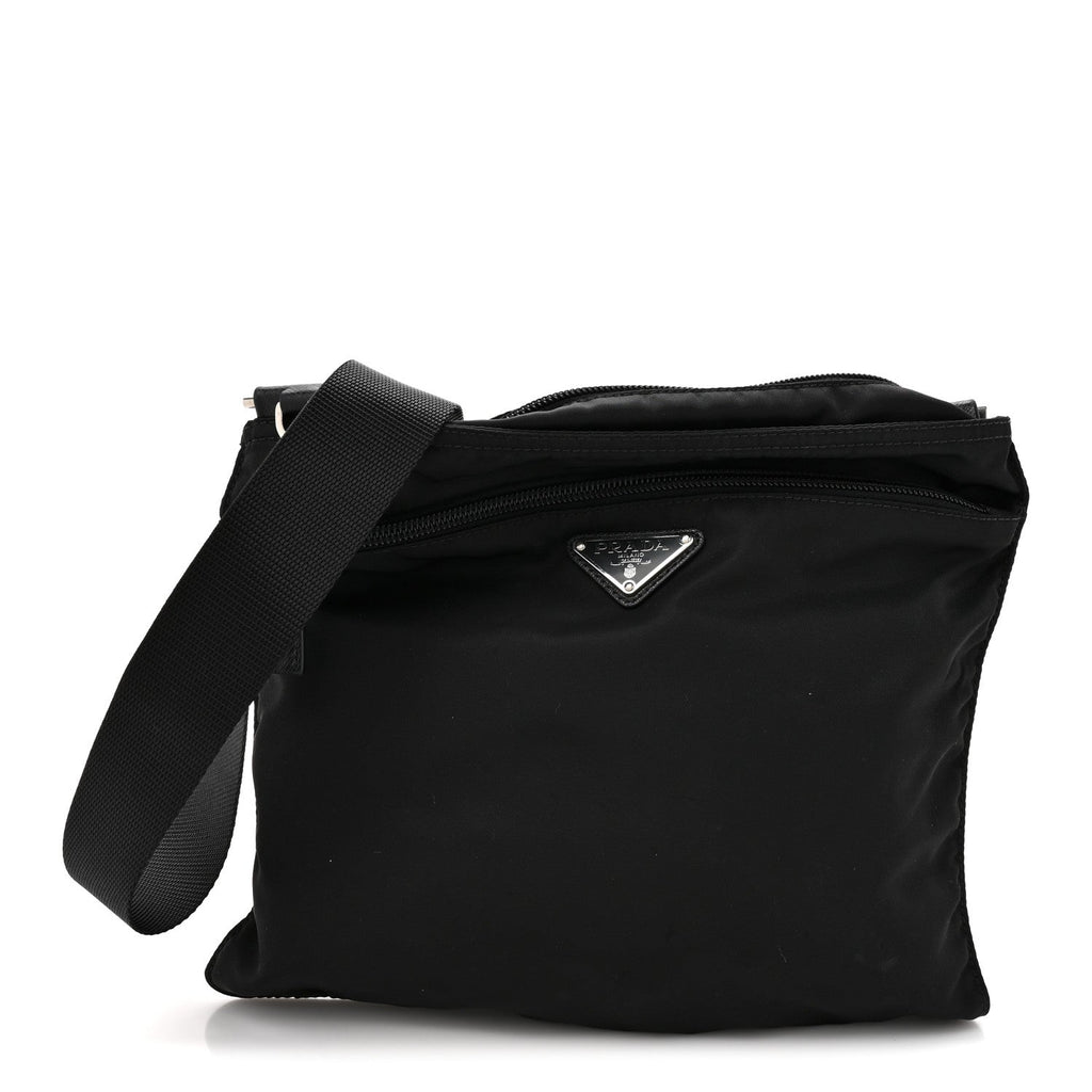 Nylon Vela Flat Messenger Bag Black