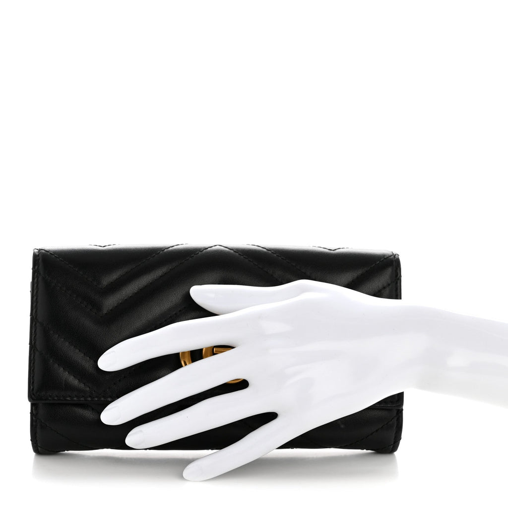 Calfskin Matelasse GG Marmont Continental Wallet Black