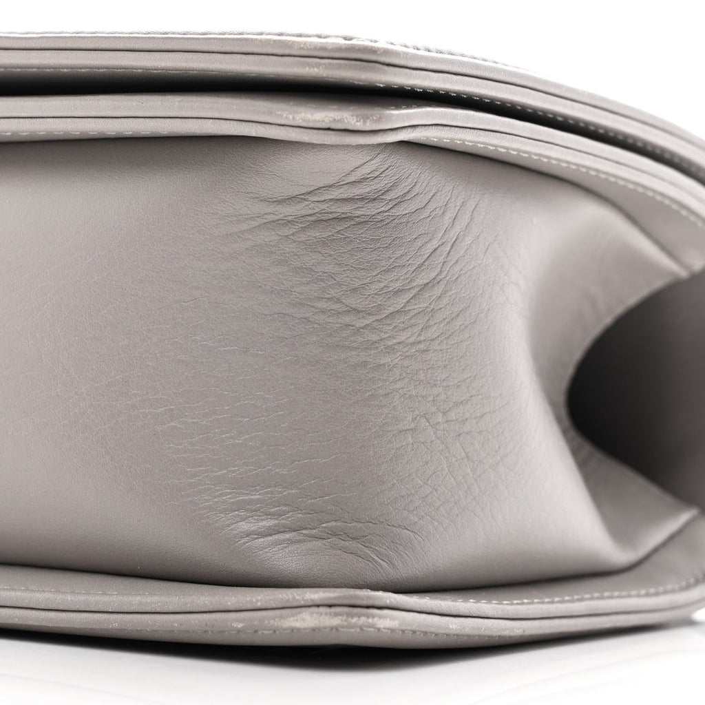 Calfskin Quilted Medium Boy Flap Grey