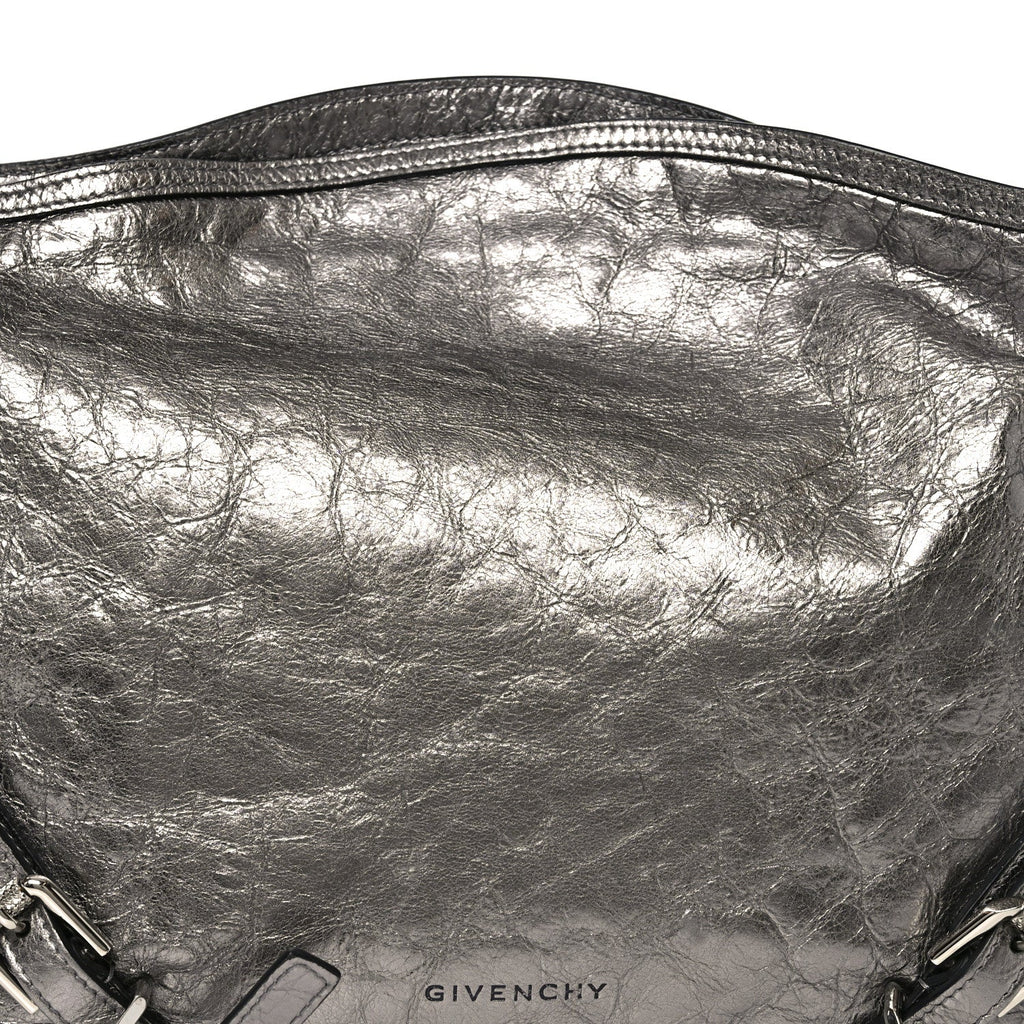 Metallic Calfskin Medium Voyou Bag Silver