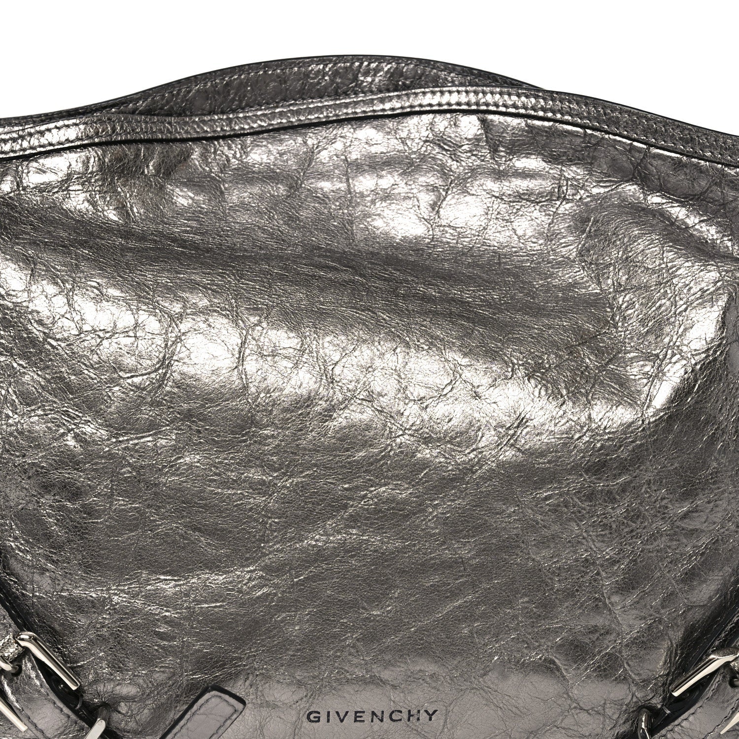 Metallic Calfskin Medium Voyou Bag Silver