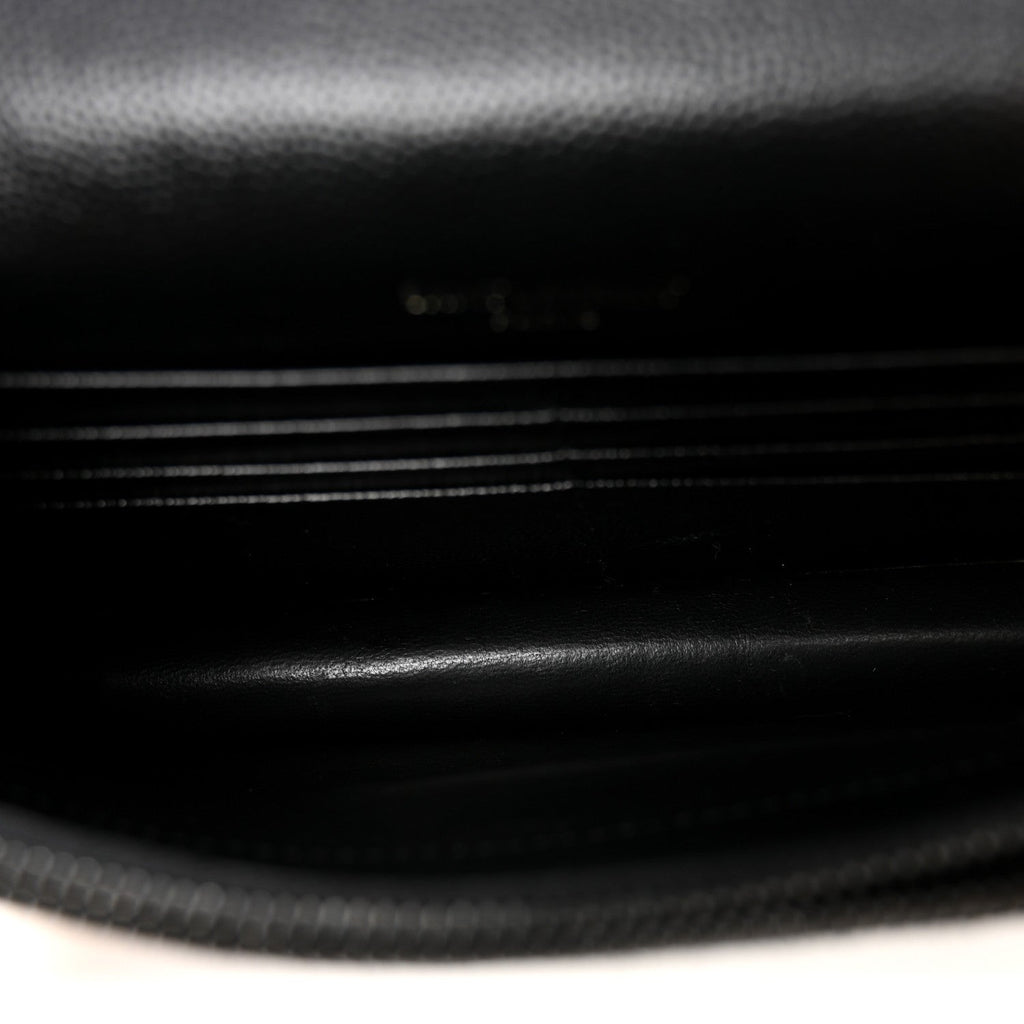 Grain De Poudre Matelasse Chevron Monogram Monochrome Envelope Chain Wallet Black