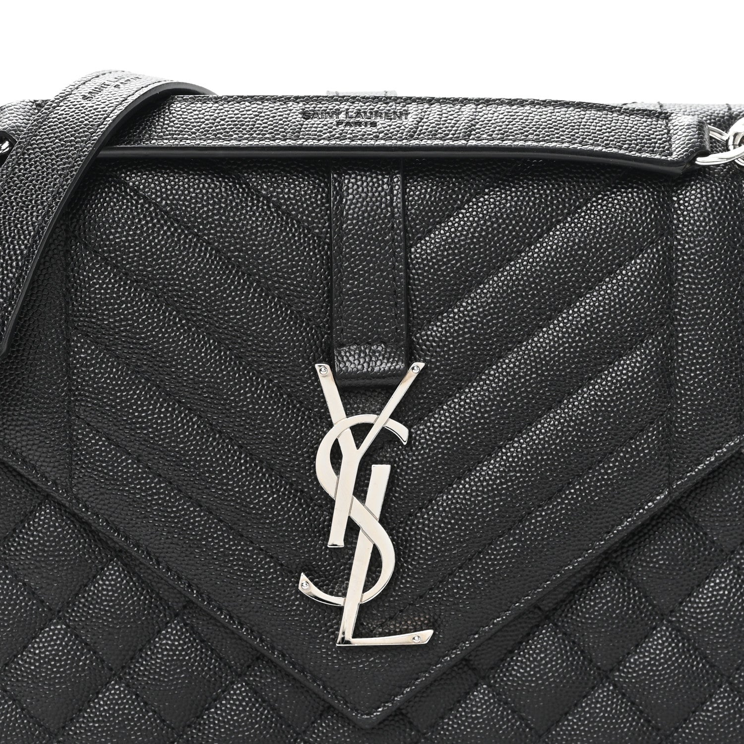 Grain De Poudre Textured Mixed Matelasse Triquilt Medium Monogram Satchel Black