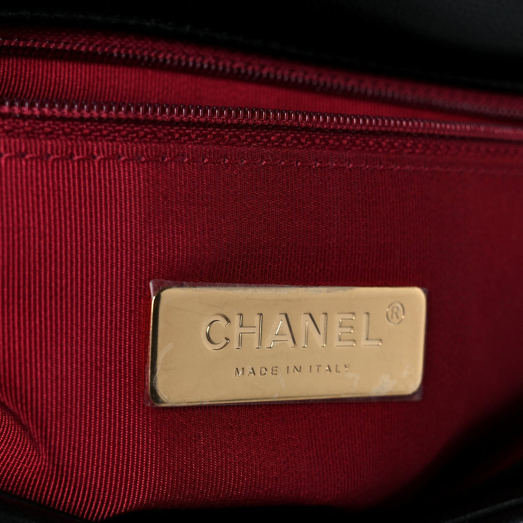 Shiny Goatskin Quilted Medium Chanel 19 Flap Black