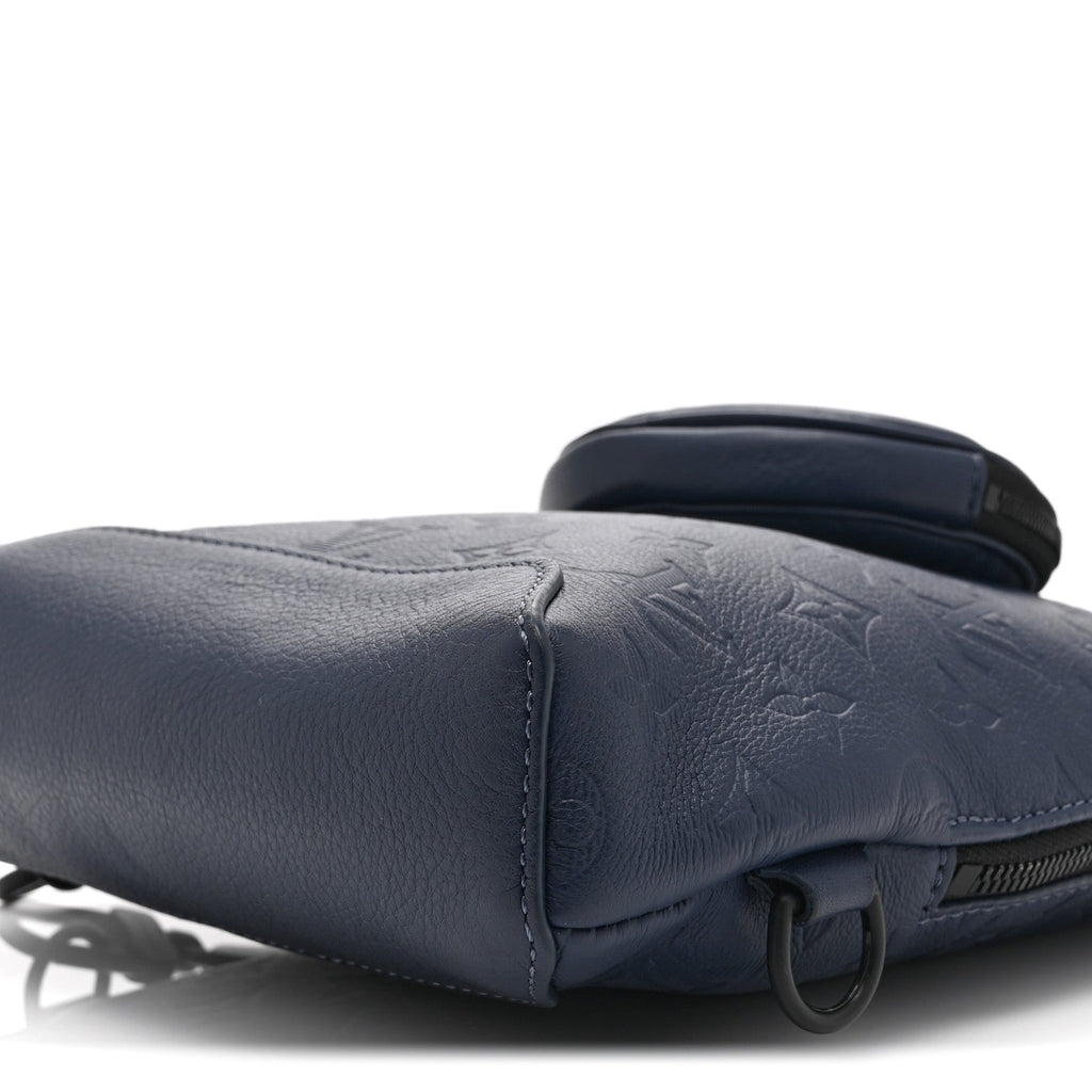 Calfskin Shadow Monogram Duo Slingbag Navy