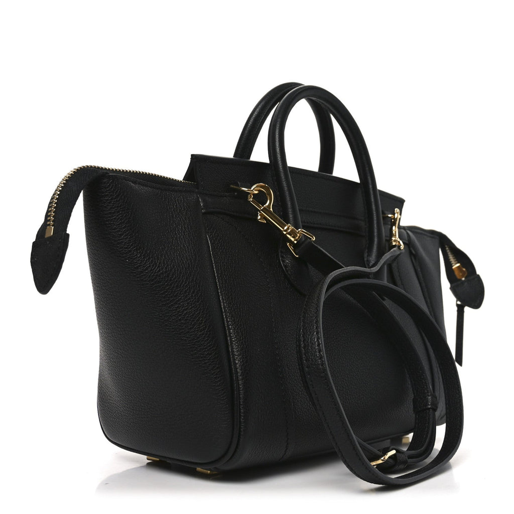 Supple Shiny Lambskin Little New Luggage Black