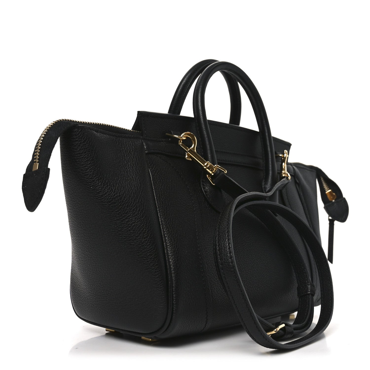 Supple Shiny Lambskin Little New Luggage Black