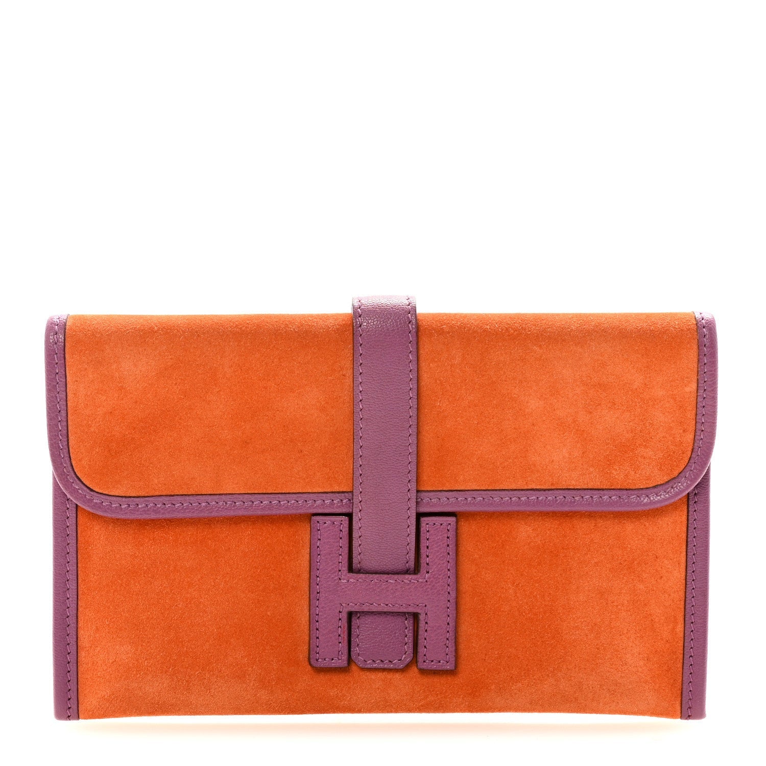 Veau Doblis Suede Chevre Mysore Mini 20 Jige Clutch Orange Cyclamen
