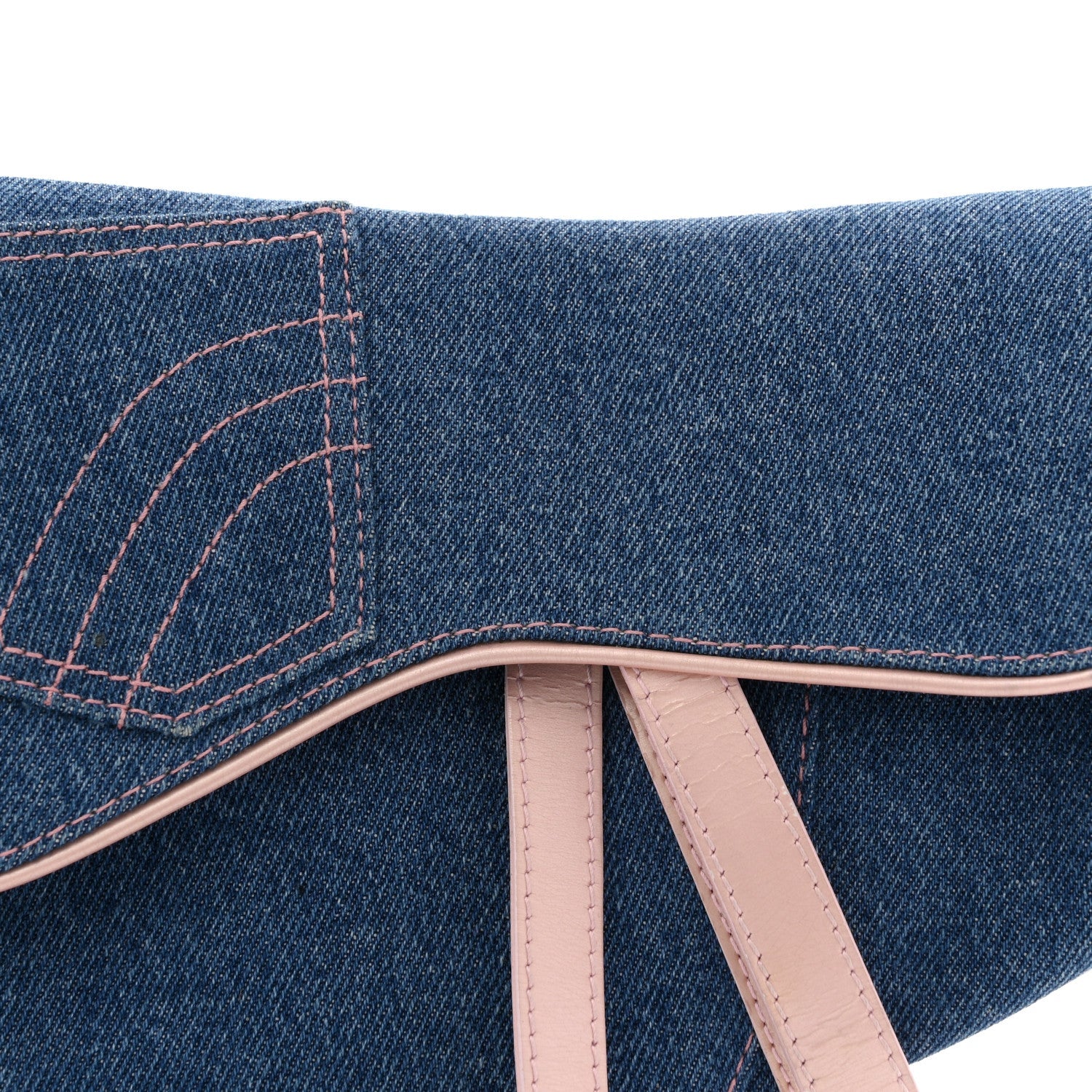 Patent Denim Jeans Saddle Bag Blue Pink