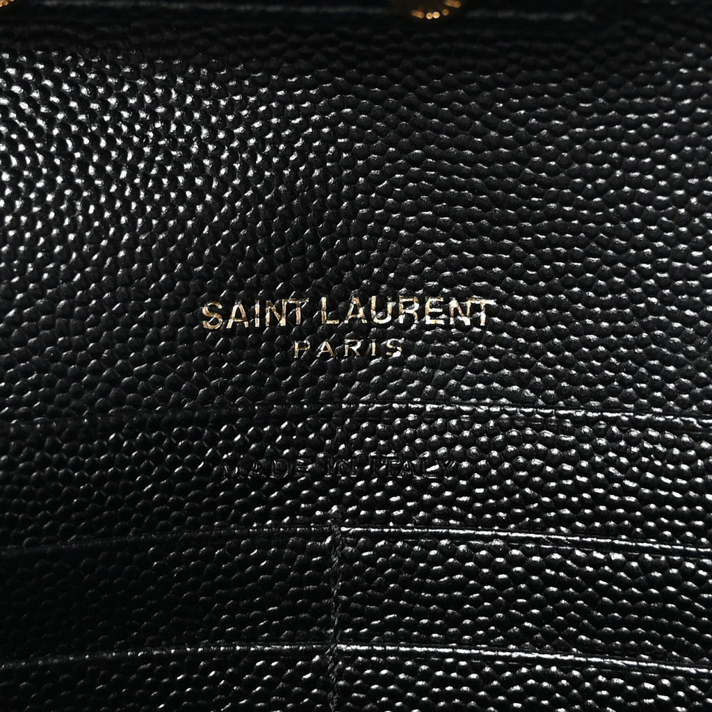 Grain De Poudre Matelasse Chevron Monogram Chain Wallet Black