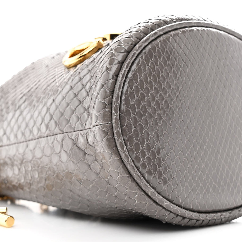 Snakeskin Mini Zumi Bucket Bag Dusty Grey