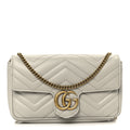 Calfskin Matelasse Mini GG Marmont Shoulder Bag With  Holder White Light Grey