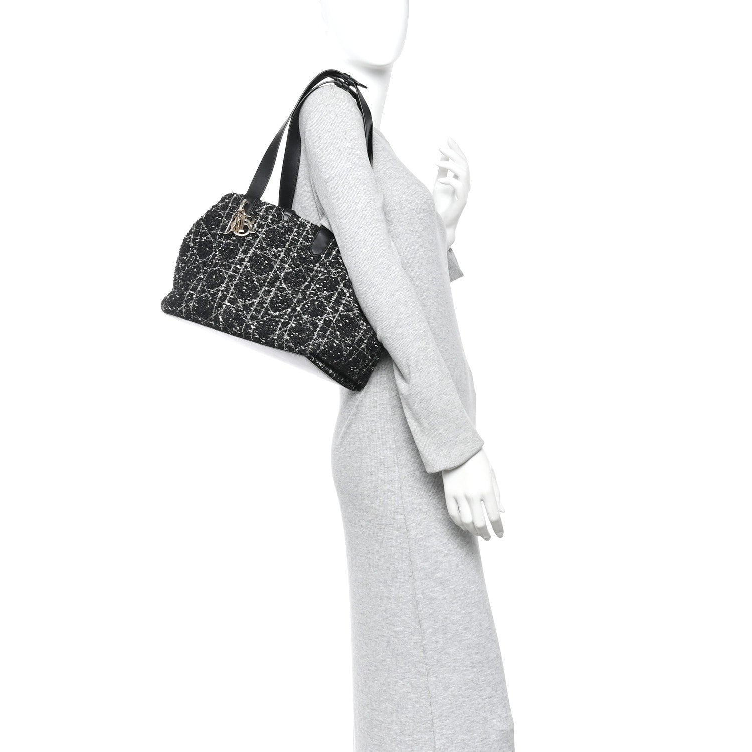 Calfskin Tweed Cannage Medium Toujours  Black White