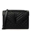 Grain De Poudre Textured Mixed Matelasse Triquilt Medium Monogram Monochrome Satchel Black