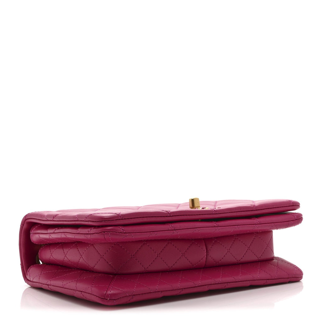 Lambskin Quilted On And On Small Chain Flap Fuchsia