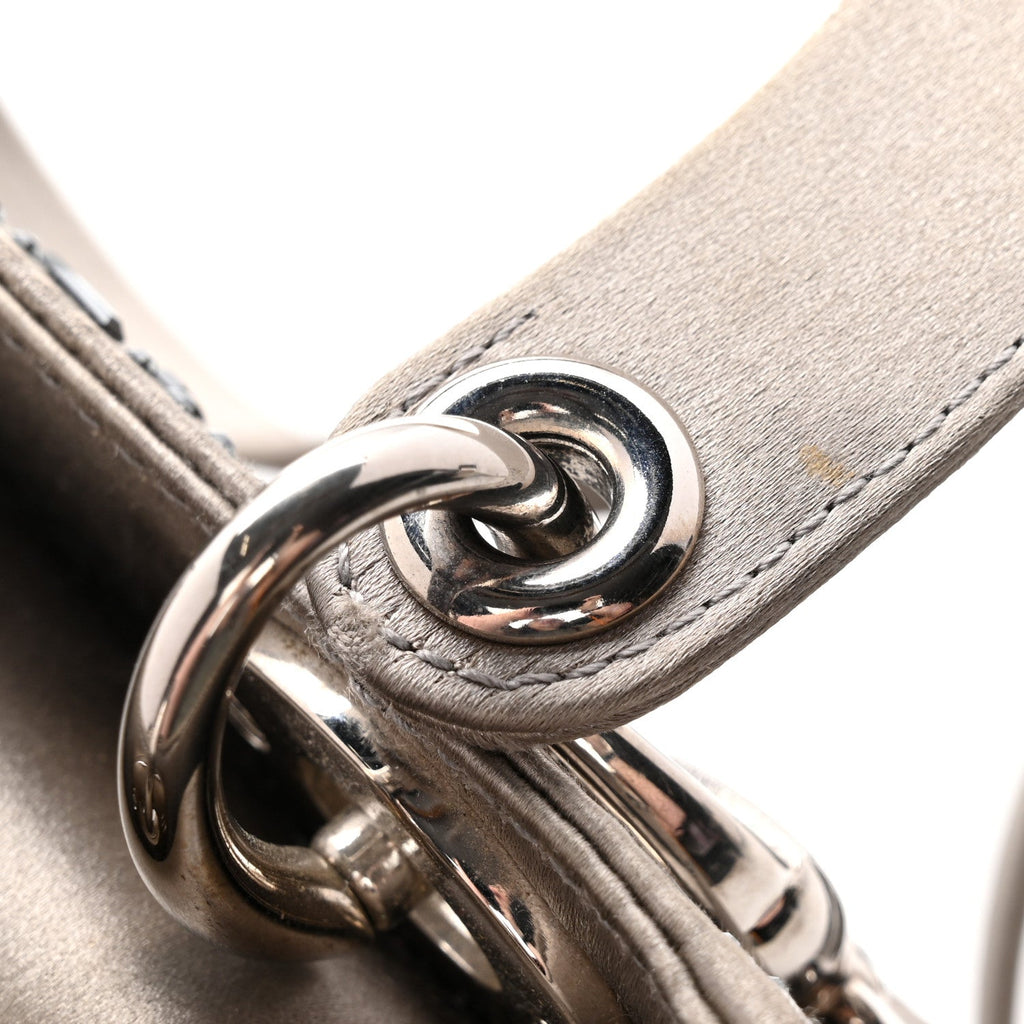 Satin Crystal Cannage Mini Lady Dior Gray