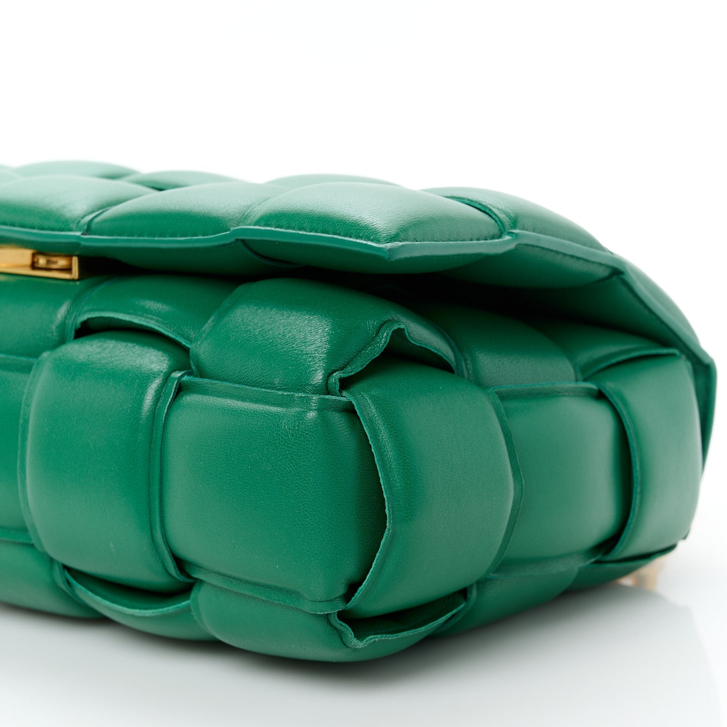 Lambskin Maxi Intreccio Padded Chain Cassette Crossbody Bag Racing Green