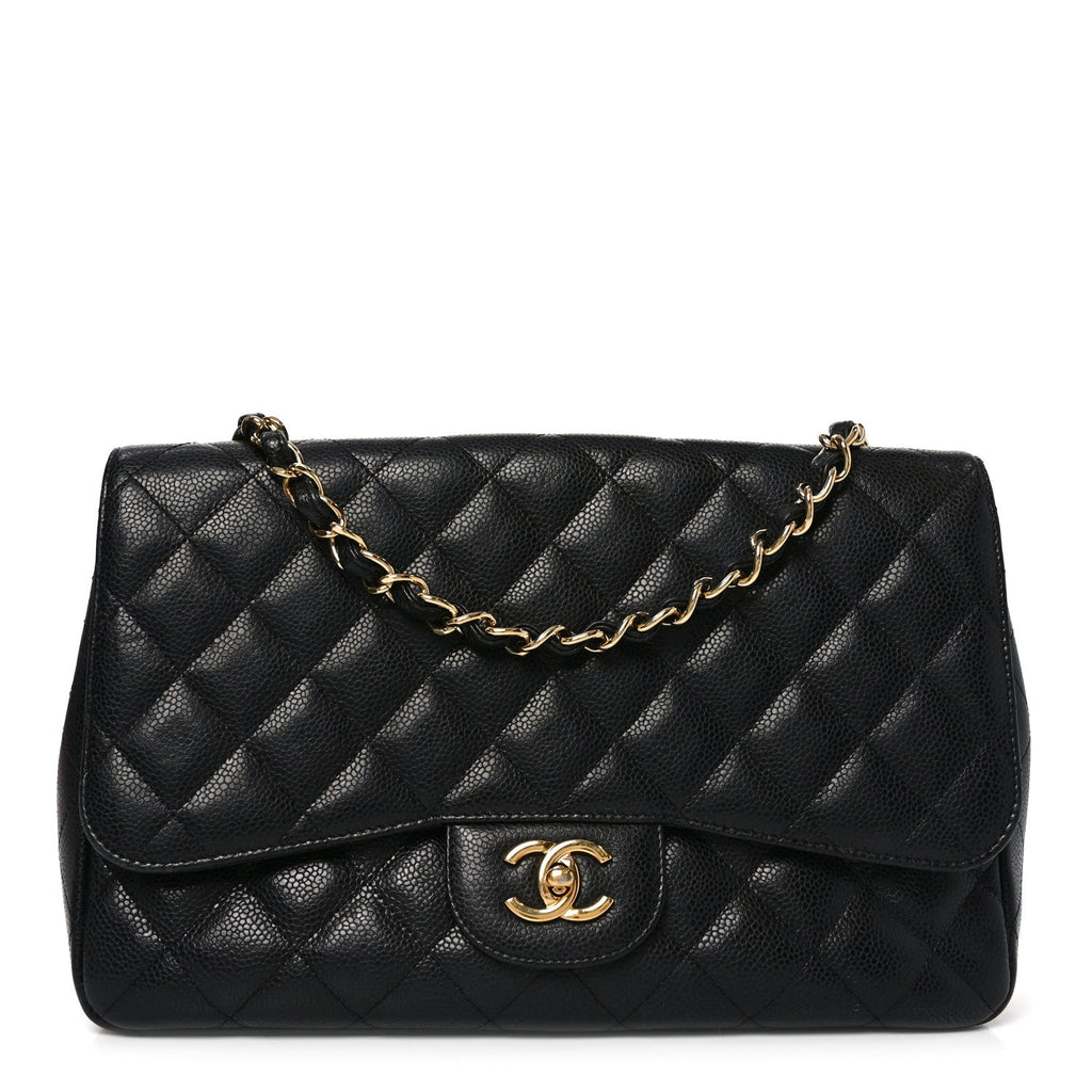 Caviar Quilted Jumbo Single Flap Black