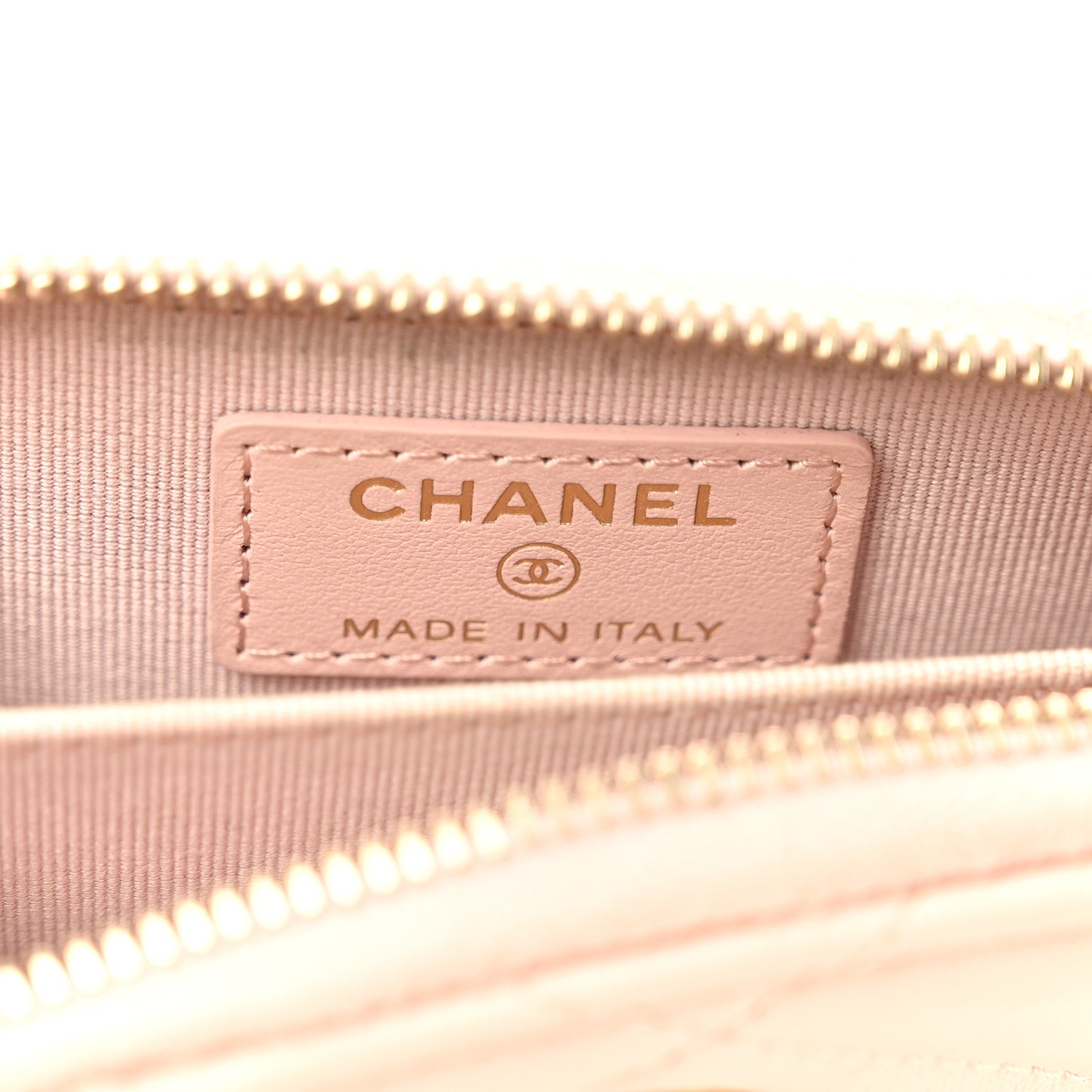 Lambskin Quilted Chanel 19 Vertical Zip  Holder Wallet Light Pink