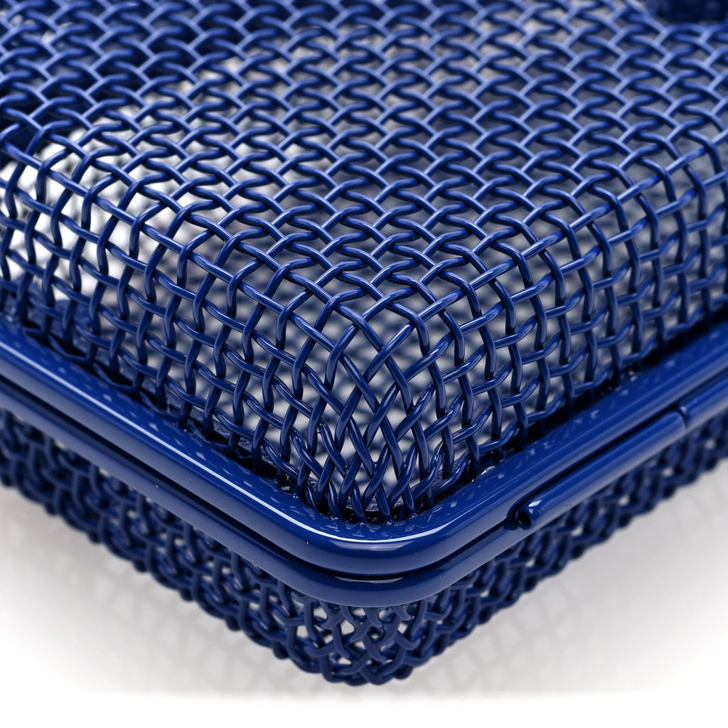Brass Lambskin Monogram Cassandre Cage Bag Blue Majorelle